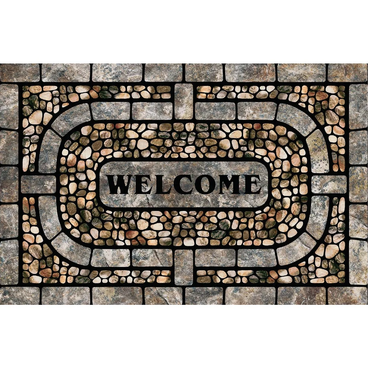 Sophisticated Mohawk Home 23 In. x 35 In. Gray Garden Pebbles Door Mat Stylish