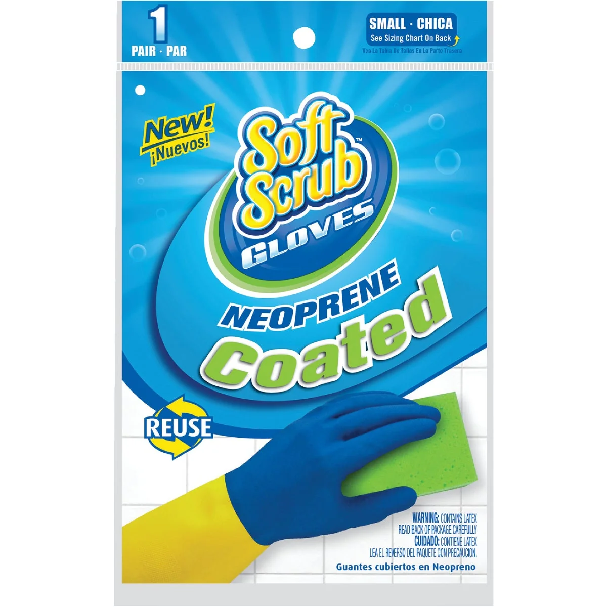 Luxury Soft Scrub Small Neoprene Coated Latex Rubber Glove Casual