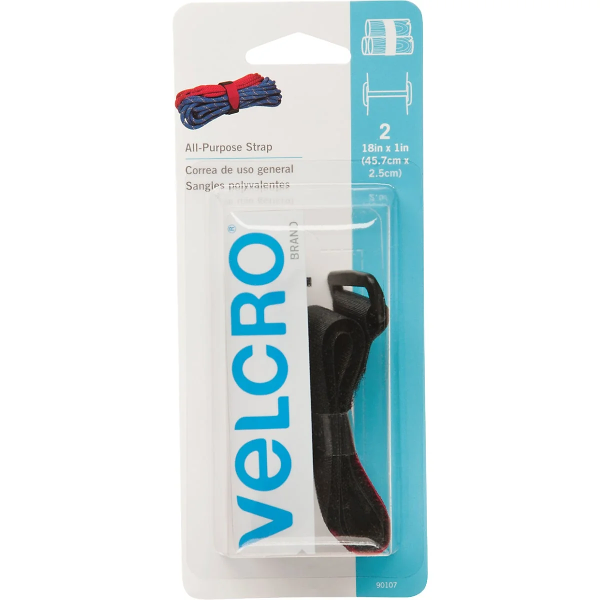 Classic VELCRO Brand 1 In. x 18 In. Black All-Purpose Hook Loop Strap 2 Ct. Fine Crafted