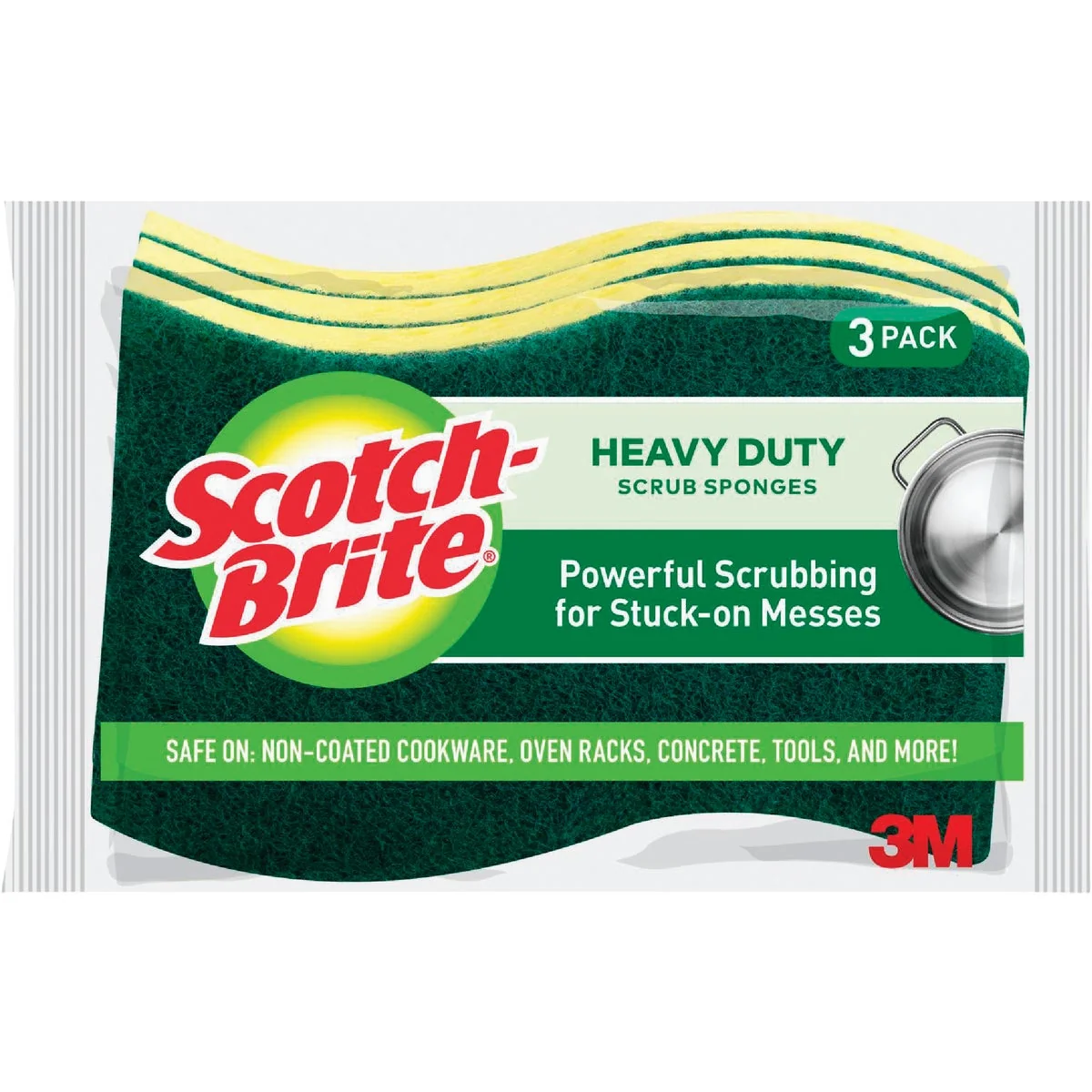 Healthy 3M Scotch-Brite 4.5 In. x 2.7 In. Green Heavy Duty Scrub Heavy Duty Sponge 3-Count Organic