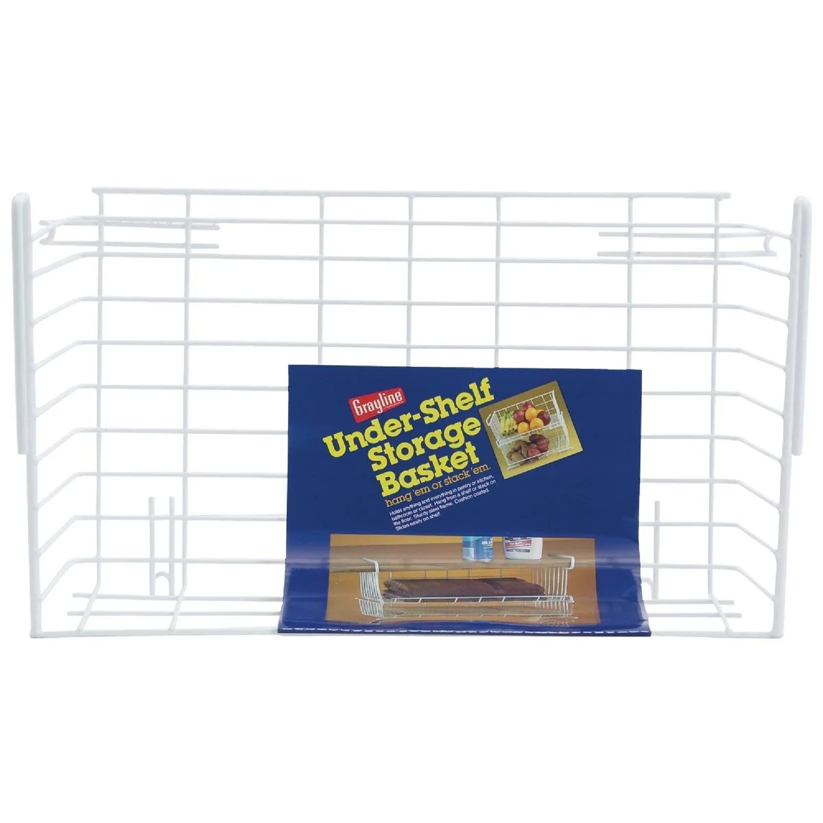 Original Design Grayline 10 In. W. x 6-1 4 In. H. x 17 In. L. Vinyl Coated Wire Undershelf Storage Basket White Exclusive