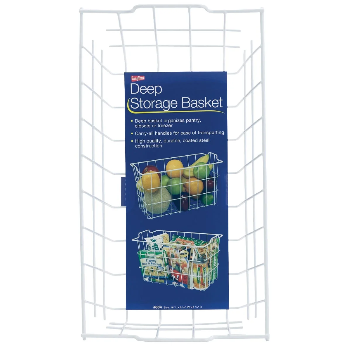 User-Friendly Grayline 8-3 4 In. W. x 9-1 4 In. H. x 16 In. L. Vinyl Coated Wire Deep Storage Basket White Safe