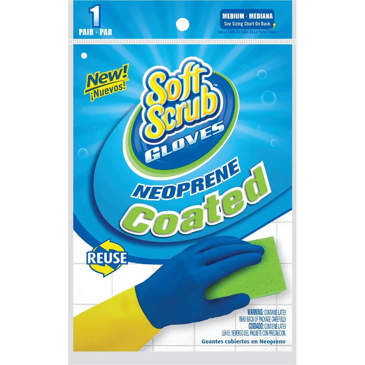 Fine Crafted Soft Scrub Medium Neoprene Coated Latex Rubber Glove First-Class
