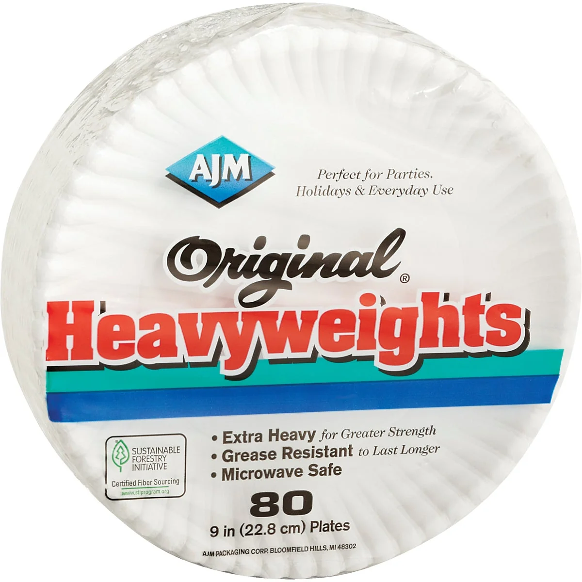 Authentic AJM 9 In. Heavyweights Paper Plates 80-Count Exclusive