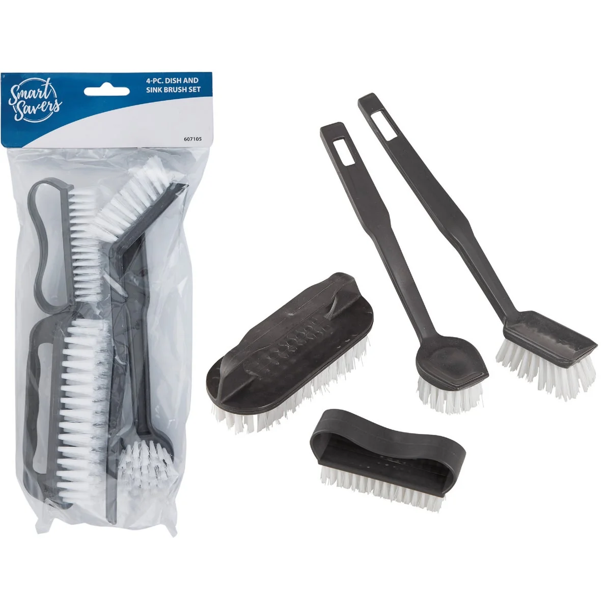 Comfortable Smart Savers Blue Plastic Bristle Scrub Brush Set 4-Piece Optimized