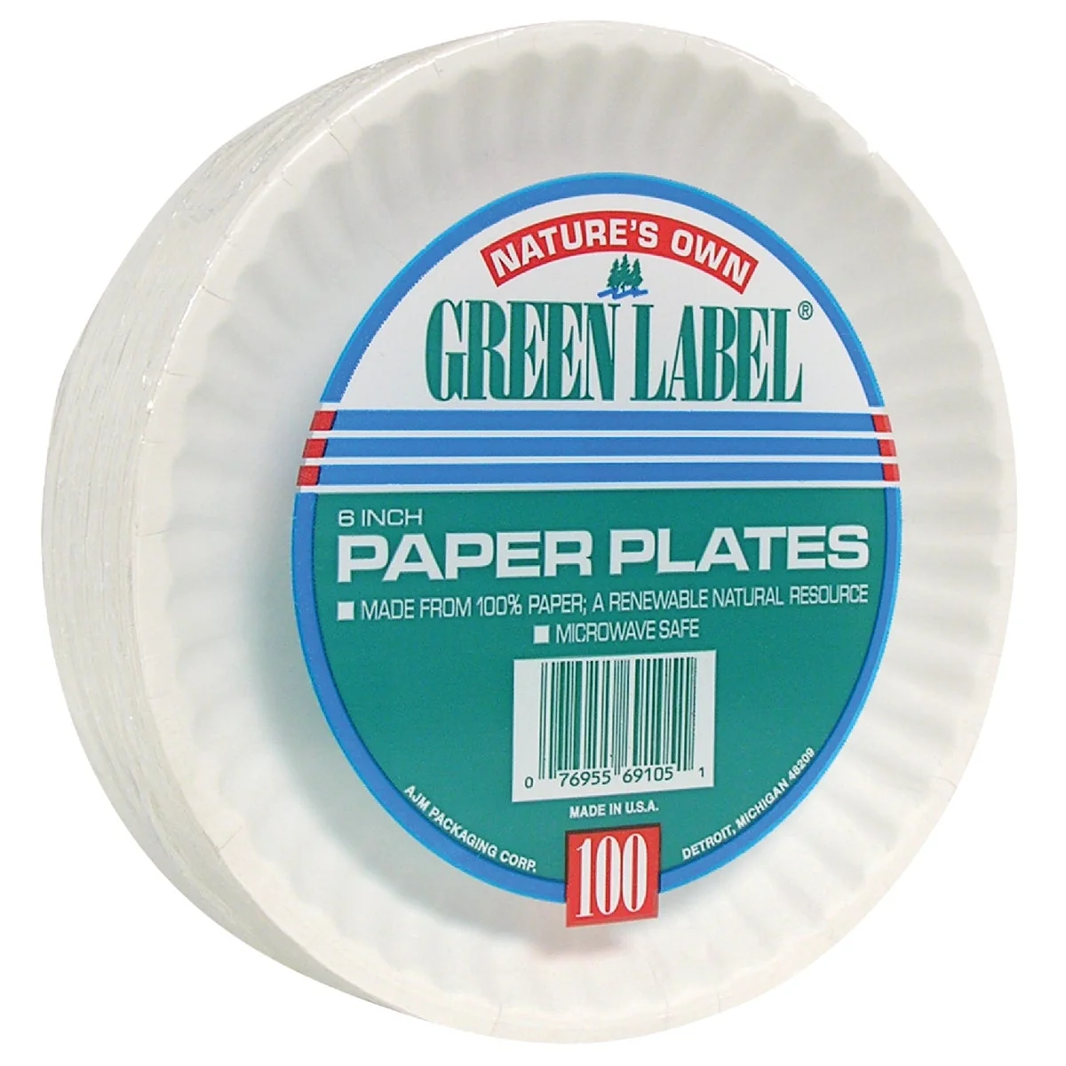 Expertly Made AJM Nature’s Own Green Label 6 In. Paper Plates 100-Count Comfortable