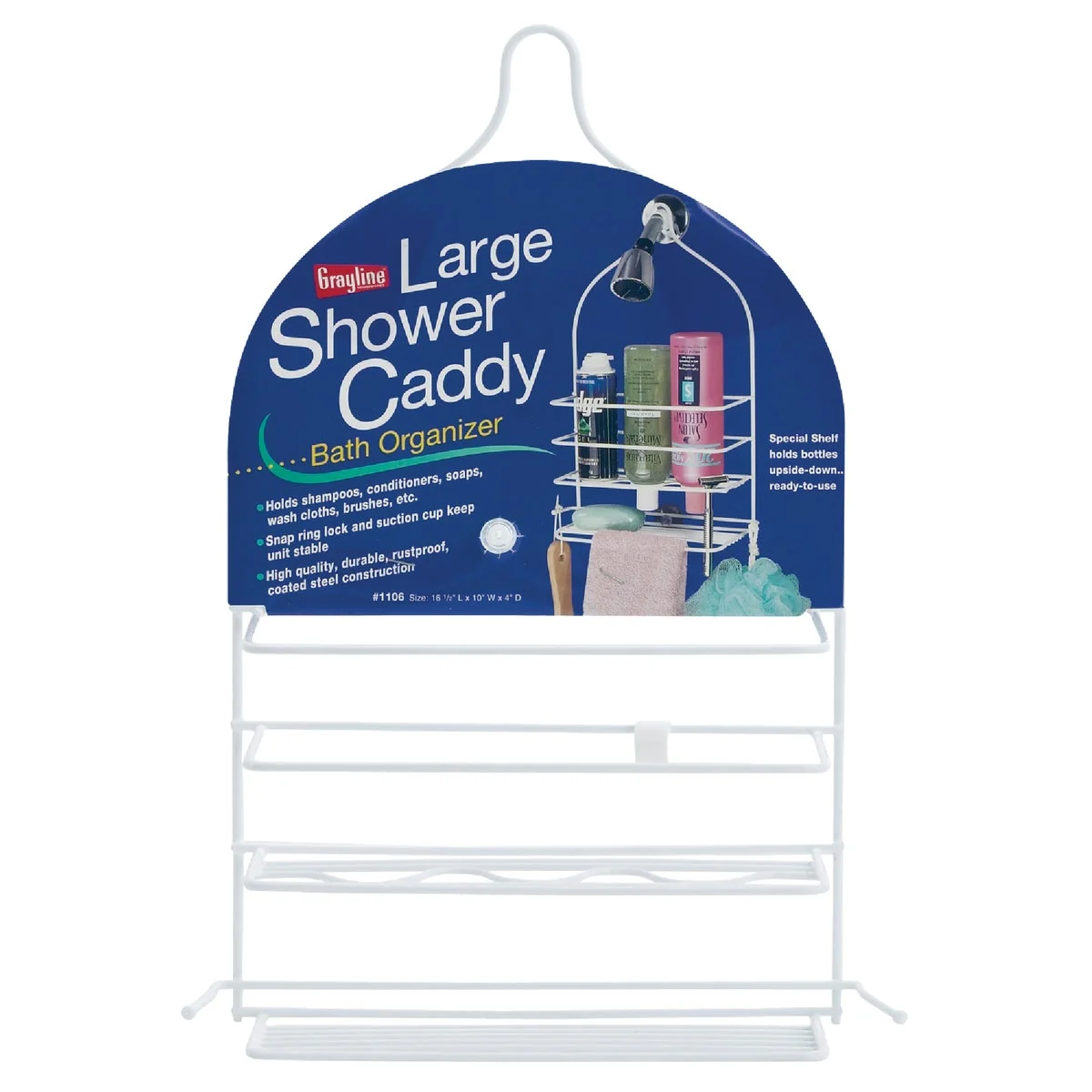 Quality Grayline 10 In. x 16-1 2 In. x 4 In. Large Shower Caddy Green