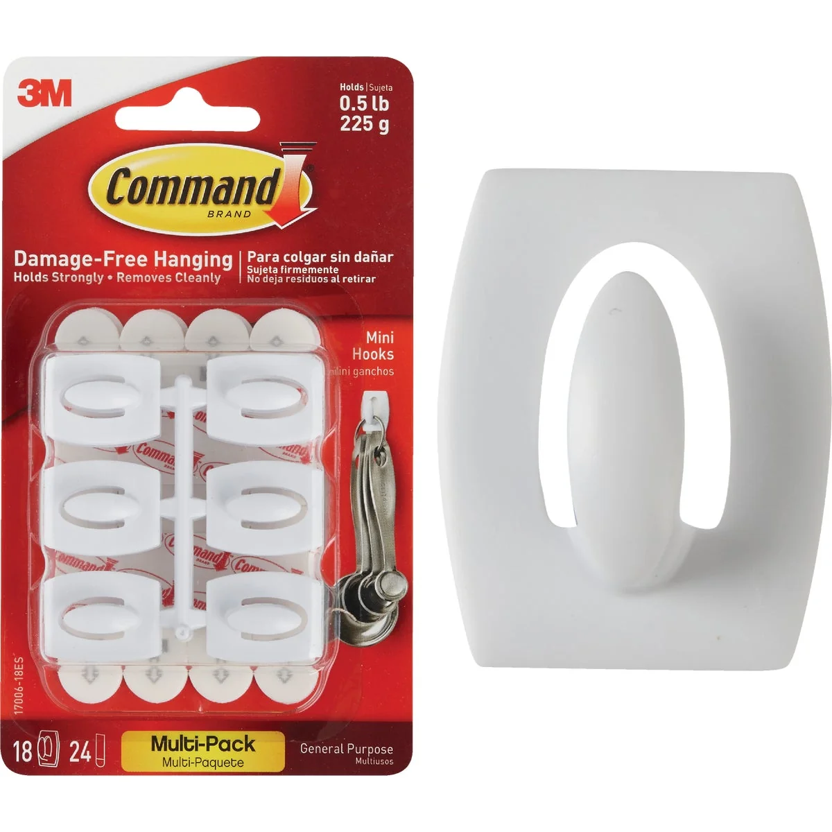 Innovative 3M Command White Mini Adhesive Hook 18-Pack Healthy