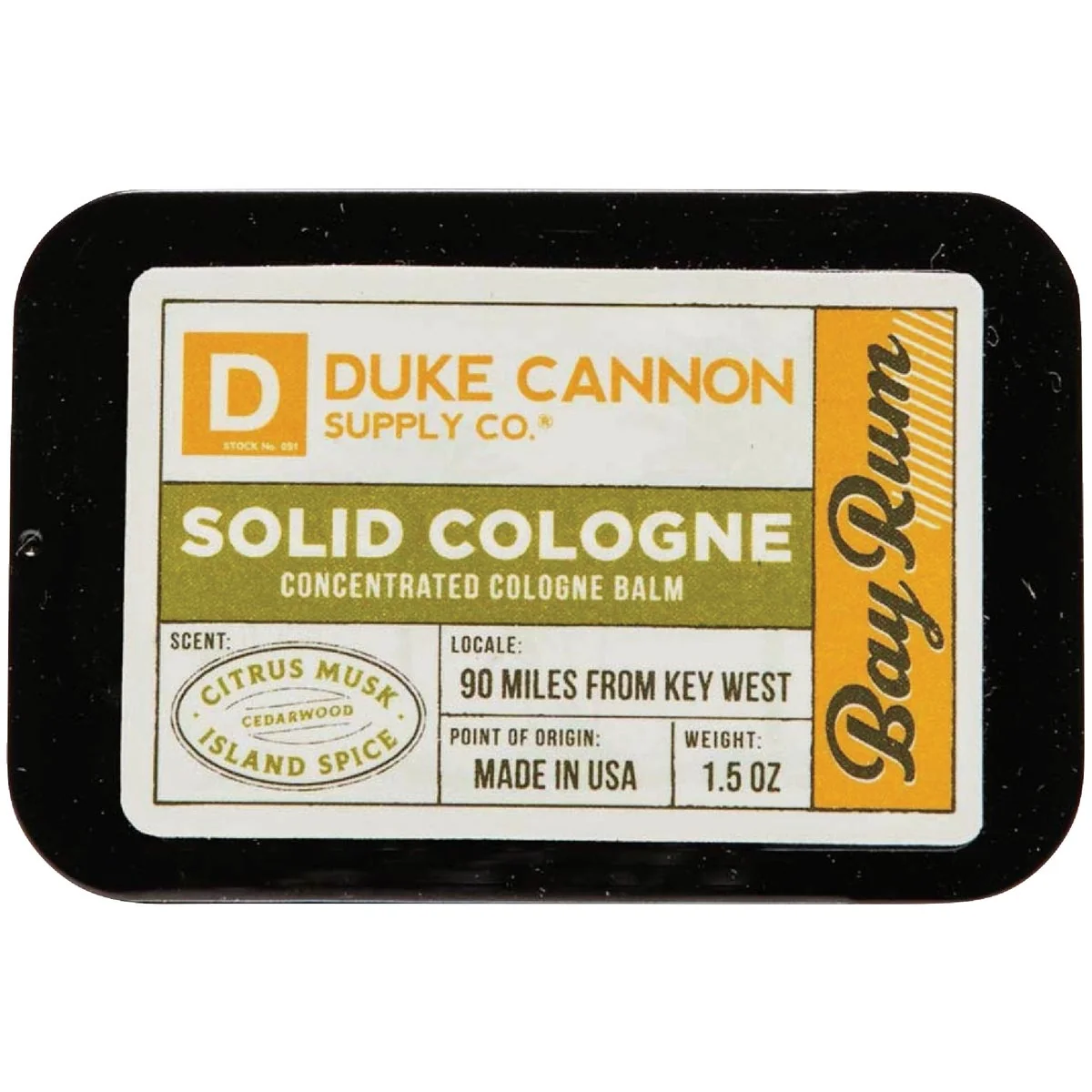 Innovative Duke Cannon 1.5 Oz. Bay Rum Solid Cologne Safe