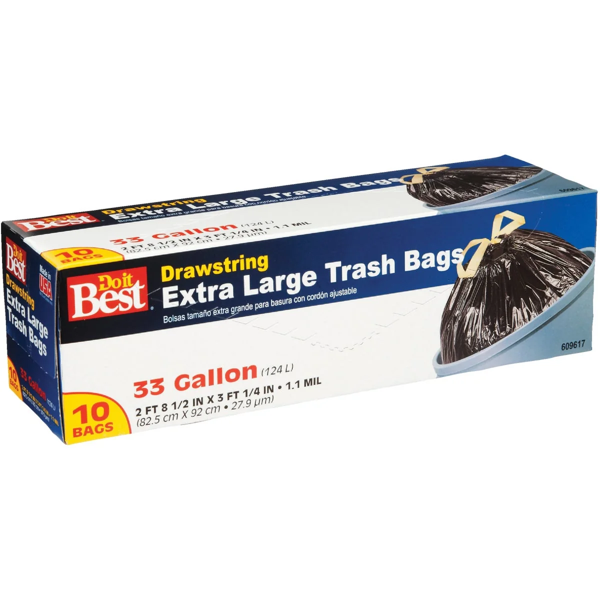 Premium Material Do it 33 Gal. Extra Large Black Trash Bag 10-Count Functional