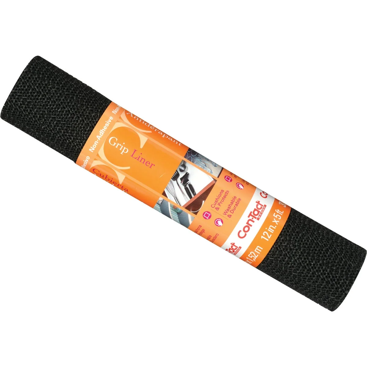 Trusted Con-Tact 12 In. x 5 Ft. Black Beaded Grip Non-Adhesive Shelf Liner Easy-to-Use