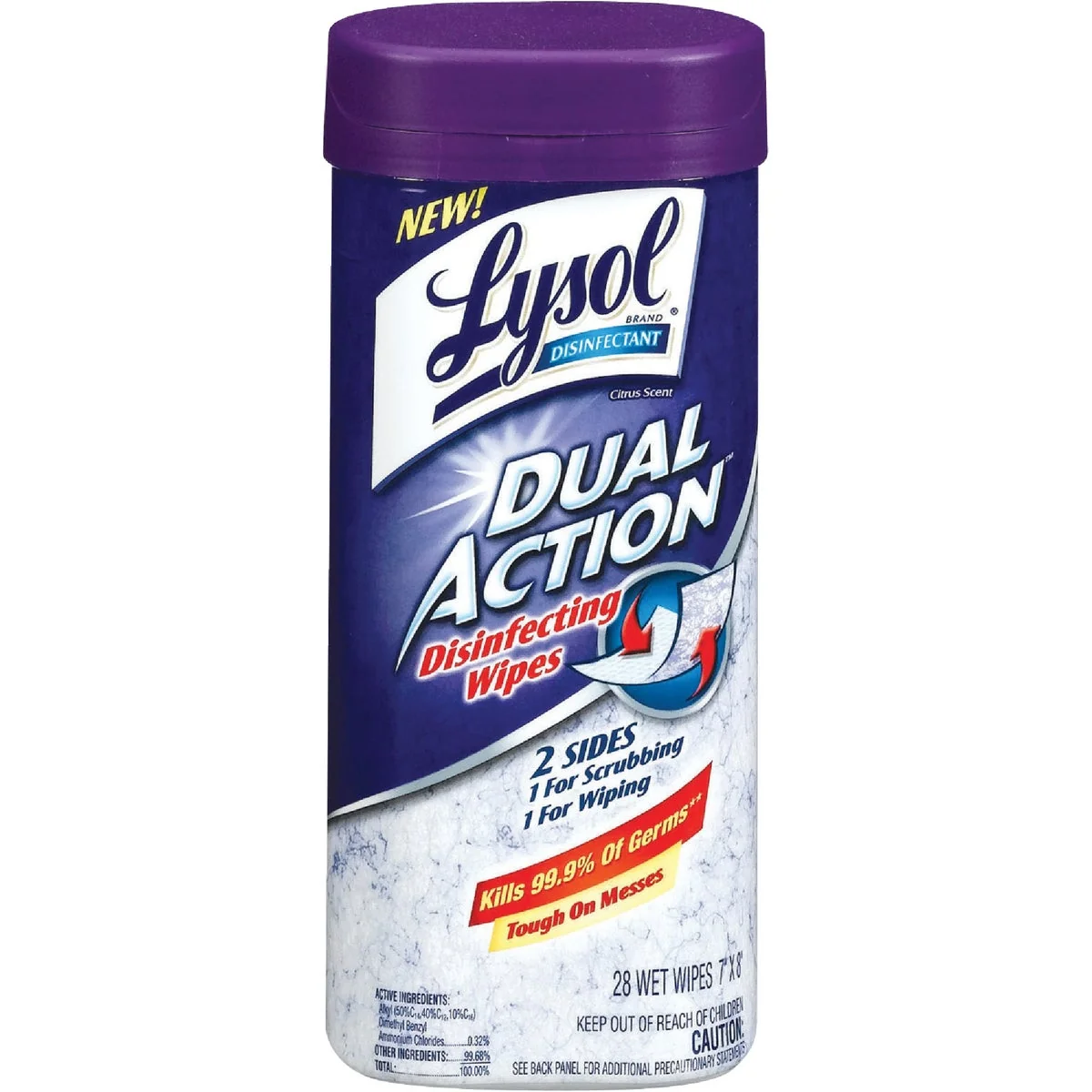 User-Friendly Lysol Dual Action Disinfecting Wipes 28-Count World-Class