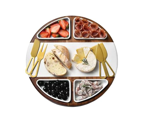 Efficient Upgraded Lazy Susan Cheese Cutting Board Set Elite