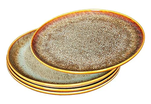 Solid Ceramic Dinner Plates Dish Set 4 Count Optimized