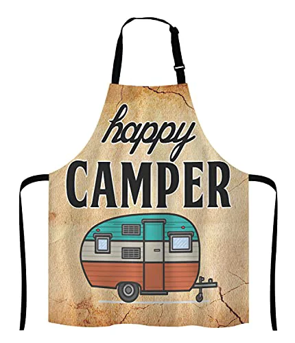 Expertly Made Happy Camper Apron for Women and Men Comfortable