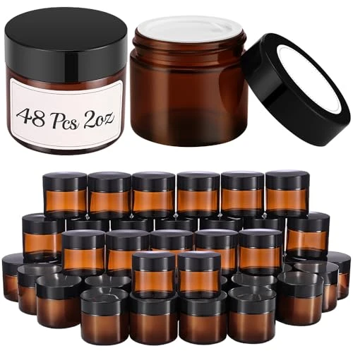 Natural 2 oz Glass Jars with Lids 48 Count Original Design