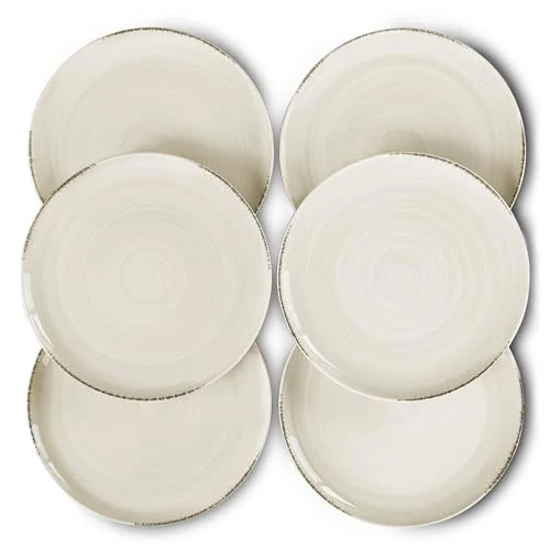 First-Class Ceramic Helix Swirl Dinner Plates Set of 6 6 Count Premium