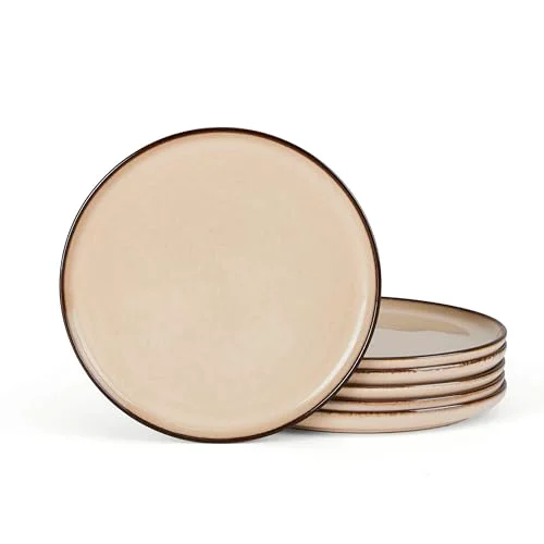 Excellent Ceramic 7.9 Inch Dinner Dessert Plates Set of 6 6 Count Detailed