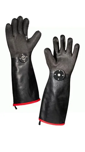High-Grade dom BBQ Gloves 932°F Heat Rated Magnetic EZ On Off Safety Clips Waterproof for Grills Smokers Fryers Ovens Smooth