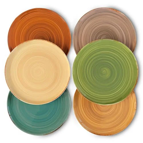 High-Grade Ceramic Helix Swirl Dinner Plates Set of 6 6 Count High-Performance