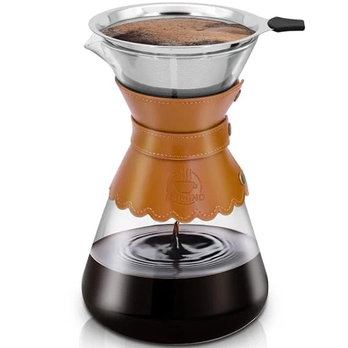 Healthy 34oz Pour Over Coffee Maker with Double Layer Stainless Steel Filter Genuine