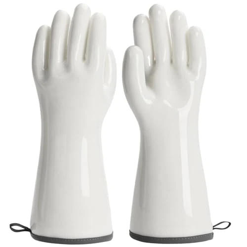 Advanced Heat Resistant Oven Gloves for Kitchen Baking Food Contact Grilling Gloves White Smooth