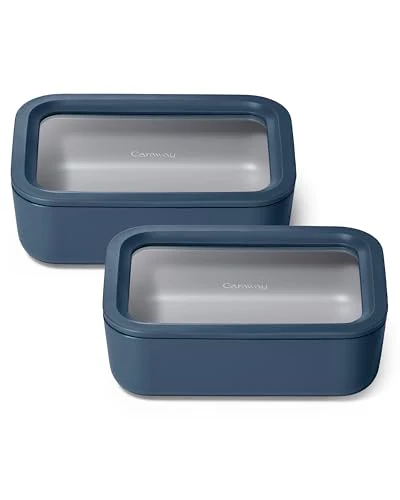 Outstanding 2 Piece Glass Food Storage Set with Lids 2 Count Minimalist