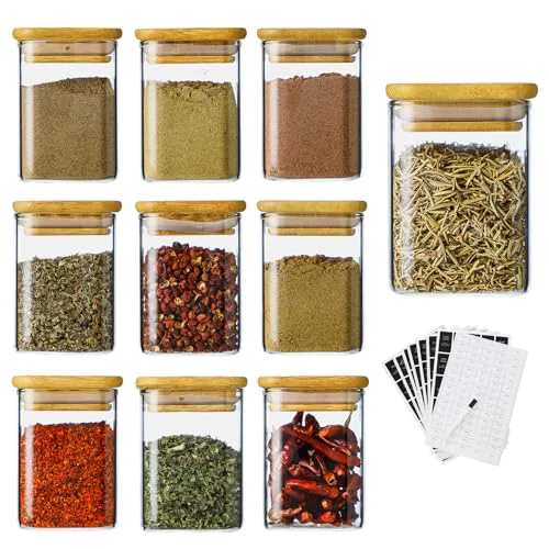 Contemporary Kitchen Glass Spice Jars 10 Pcs 7 Oz with 275 Labels 10 Count Modern