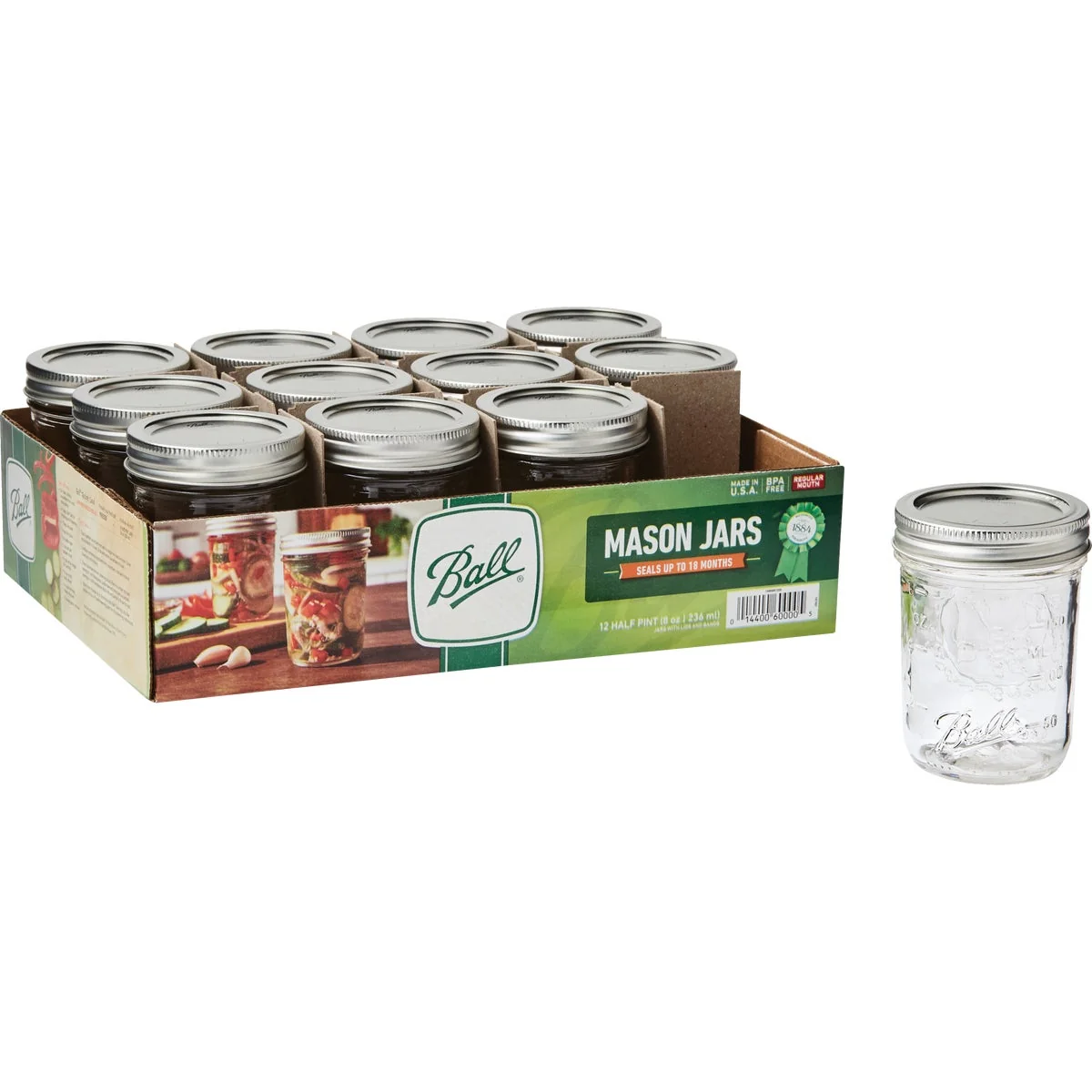 Proven Ball 1 2 Pint Regular Can-Or-ze Mason Canning Jar 12-Count Casual