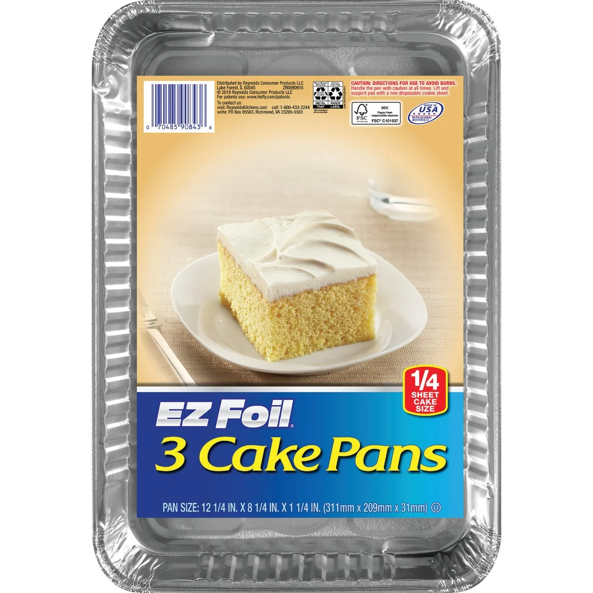Eco-Friendly EZ Foil 12-1 4 In. x 8-1 4 In. Oblong Cake Pan 3-Piece Stylish