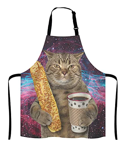 Carefully Designed Funny Galaxy Cat Adjustable Bib Apron Flexible