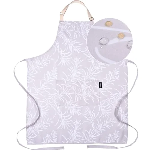 Trendy Premium Adjustable Light Beige Cooking Aprons for Women with Pockets Advanced