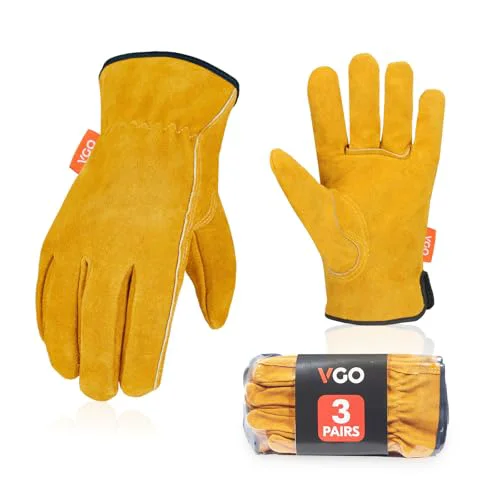 Crafted Unlined Full Leather Work Gloves 3 Count Healthy