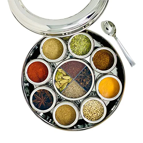Functional Stainless Steel Indian Spice Box Modern