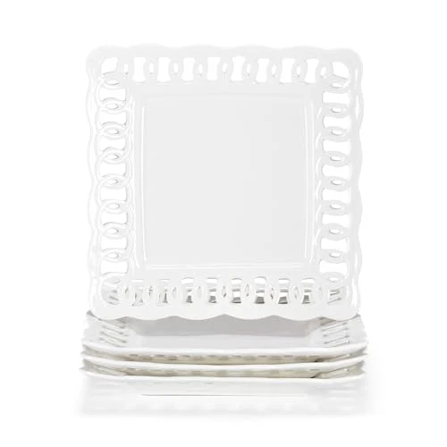 Modern Ceramic Square Dinner Plates 4 Count Proven
