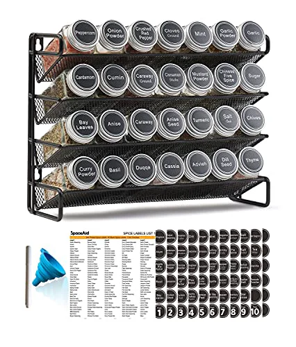 High-Performance Spice Rack Organizer with 28 Spice Jars Elegant