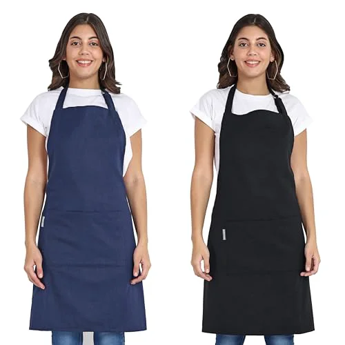 Trusted Chef Apron Recycled Cotton Kitchen Apron with an Adjustable Neck with Long Ties 2 Count Original