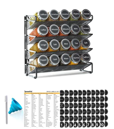 Carefully Designed Spice Rack Organizer with 20 Spice Jars 20 Count Safe