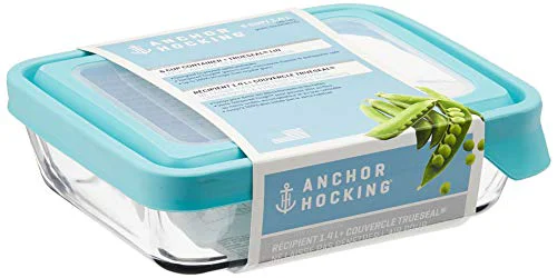 Unique TrueSeal Glass Food Storage Containers with Mineral Blue Airtight Lids 4 Count Sophisticated