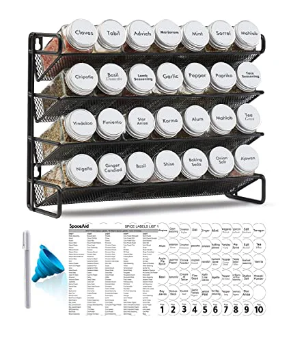 Reusable Spice Rack Organizer with 28 Spice Jars 28 Count Versatile
