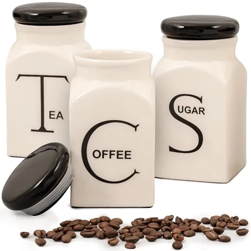 Outstanding Ceramic Canister Set of 3 3 Count Solid