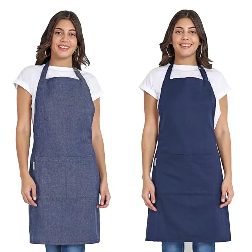 Efficient Chef ApronS Recycled Cotton Kitchen Apron with an Adjustable Neck with Long Ties 2 Count Outstanding