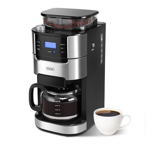 Clean 10-Cup Grind-And-Brew Drip Coffee Maker with Built-In Burr Grinder Easy-to-Use