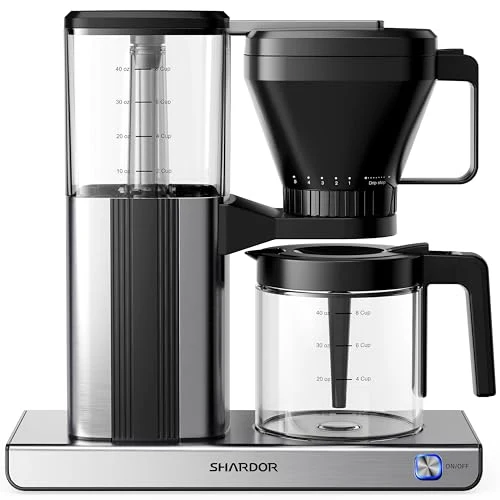 Carefully Designed 8 Cup Drip Coffee Maker with Reusable Filter and Glass Coffee Pot Detailed