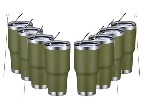 Safe 30oz Insulated Tumbler With Lids and Straws 8 Count Solid