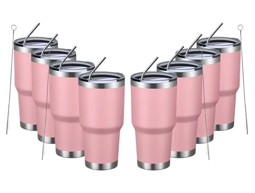 Classic 30oz Insulated Tumbler With Lids and Straws 8 Count Quality