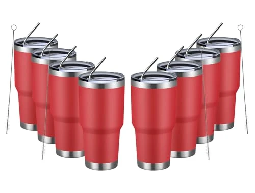 Smart 30oz Insulated Tumbler With Lids and Straws 8 Count Safe