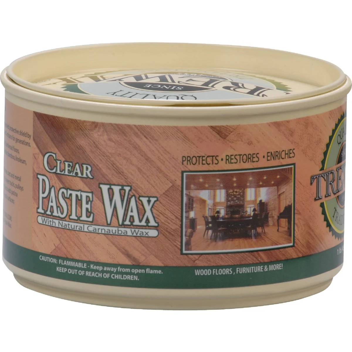 High-Performance Trewax 12.35 Oz. Clear Paste Wax Recyclable
