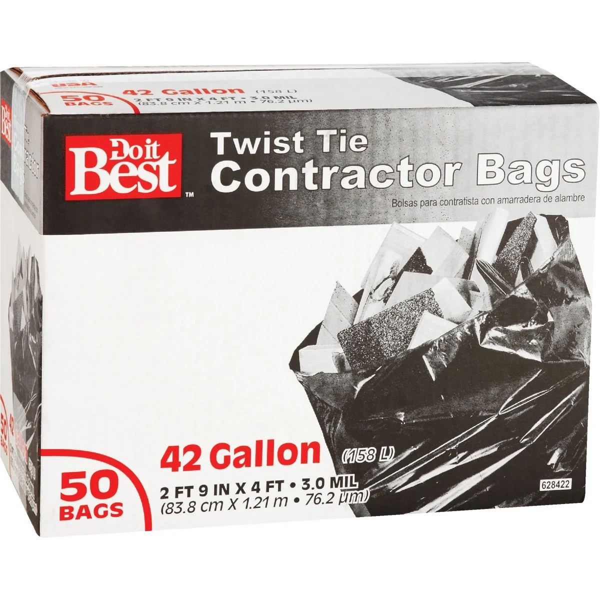 Stylish Do it 42 Gal. Twist Tie Contractor Black Trash Bag 50-Count Reliable