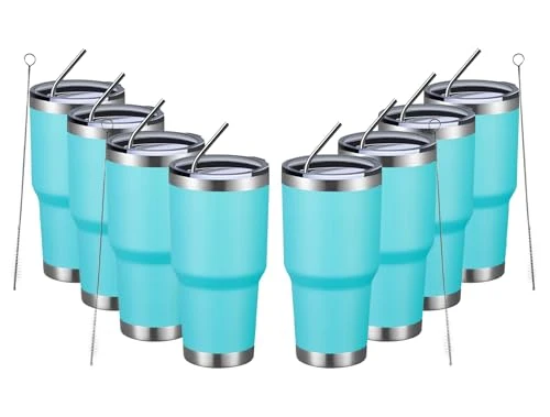 Environmentally Friendly 30oz Insulated Tumbler With Lids and Straws 8 Count Crafted